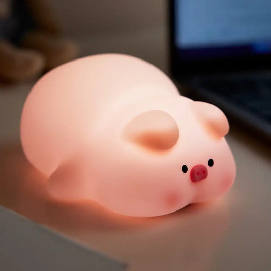 Pink Piggy Night Light Cute LED Silicone Night Lamp Indoor Room Decoration Gift